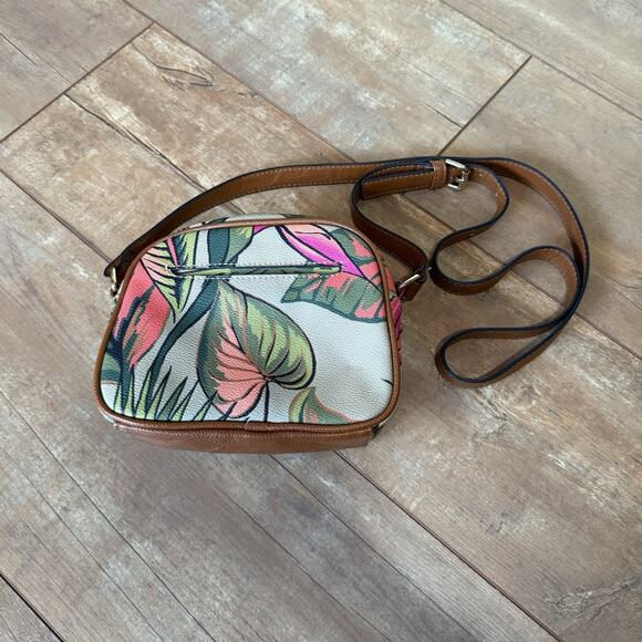 Nanette Lepore Floral Crossbody Bag Tropical Print Faux Leather Small Purse - Picture 2 of 4
